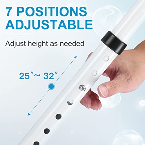 Bnehs Toilet Safety Rails, Universal Toilet Handles For Elderly, Handicap Toilet Seat With Handles, Height &Width Adjustable Medical Assist Grab Bar With 4 Suction Cups &Paper Towel Rack(White) #TOP3