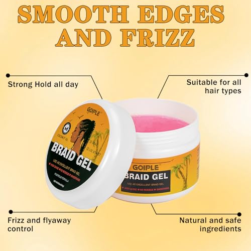 Strong Hold Braid Gel Braid Mousse Tames Frizz Smoothing Gel Good for Twist Locs, Braids - Image 3