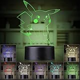 3D Illusion LED Night Light,7 Colors Gradual Changing Touch Switch USB Table Lamp for Holiday Gifts or Home Decorations(Black)