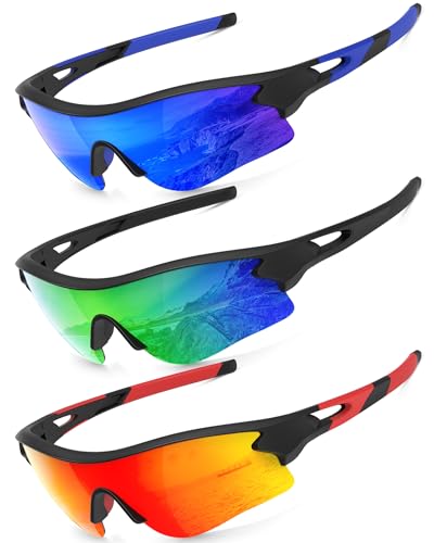 Image of KALIYADI Sports Sunglasses Polarized Sunglasses-Men: Mens Sunglasses with UV400 for Golf Running Fishing