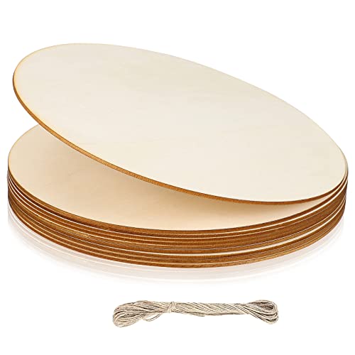 Holibanna 10 Piezas Discos de Madera Redondos sin Terminar Cuerdas para Manualidades Diy Decoraciones Fiesta