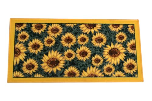 Kashi Home Kitchen Rug, Printed Area Rug, Durable Floor, Door Mat, Farmhouse Non-Slip Carpet Latex Backing Beautiful Design, Sunflower 20x40 Rectangle