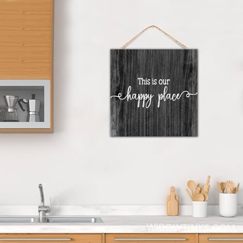 Letrero de madera This Is Our Happy Place para decoración de pared rústica 6