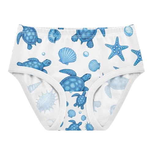 Girls' Underwear, Blue Sea Turtles Toddler Girl Panties, Girls' Cotton Brief Underwear, 2T–8 Years