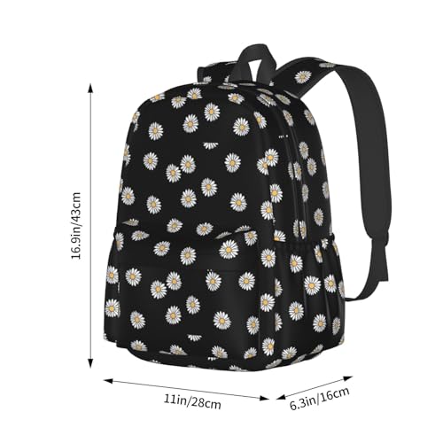 Green Daisy Aesthetic Laptop Backpack Shoulder Bag Laptop Pack Travel Backpacks Commuter Back Pack Casual Daypack Bags With Side Pockets4