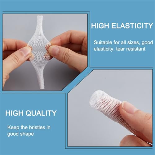 Image of GORGECRAFT 200Pcs Makeup Brush Pen Guard Protector Reusable Net Thread Spool Savers Expandable Mesh Cover Plastic Sewin Thread Netting Machine Embroidery Net for Eyeshadow Brush Sewing, White