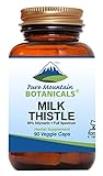 Pure Mountain Botanicals Milk Thistle Capsules - 90 Kosher Vegan Caps with Organic Milk Thistles and Potent Silymarin Extract