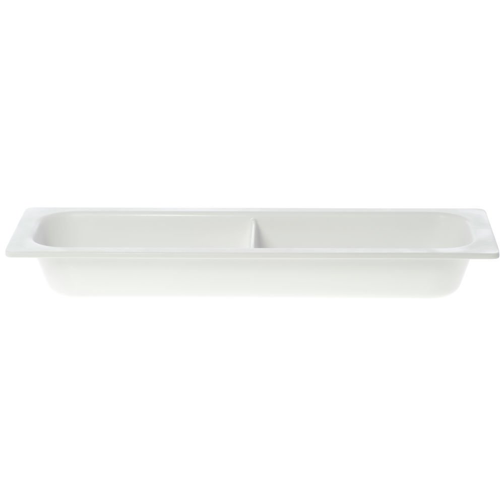 Serving Bowl Display Bowl 1/2 Size Long Divided White Melamine - 21 1/2 L x 6 1/2 W x 2 1/2 H by HUBERT – Plastic, White, Model H0021-WHITE