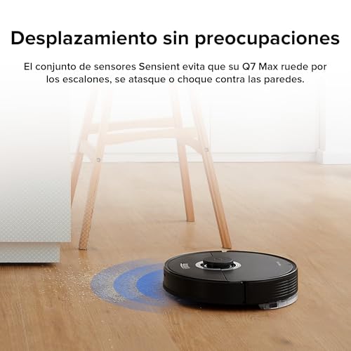 roborock Q7 MAX Robot Aspirador y Mopa, 4200Pa Succión Fuerte, Navegación Lidar, Mapa Multinivel, Zonas No-Go&No-Mop, 180mins Autonomía, Funciona con Alexa, Pelo de Mascota(Negro)