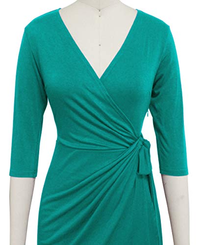 Image of Berydress Women's 3 /4 Sleeve V Neck Casual Party Work Faux Black Wrap Dress