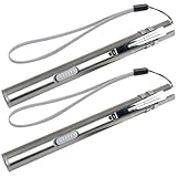ABOOFAN 2Pcs USB Rechargeable Medical Pen Light Stainless Steel Inspection Lamp with Dual Beam for Nurses Doctors and Silver