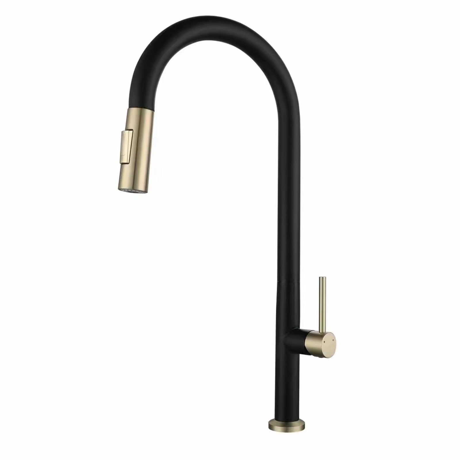 Fanjubei Black + Gold: Hot And Cold Pull-Out Faucet 304 Stainless Steel Hot And Cold Kitchen Faucet, Black + Gold Hot And Cold