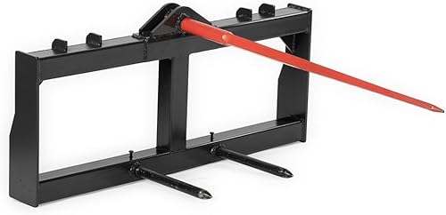 Titan Attachments Accesorio de marco de heno para minicargador, lanza de heno de 39 pulgadas y lanzas estabilizadoras, clasificado 3,000 libras,