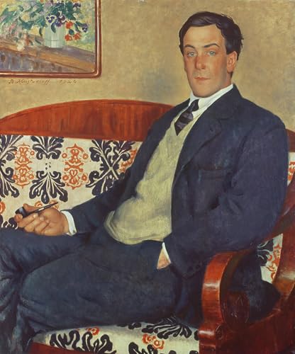 Toile Boris Kustodiev Portrait de Peter Kapitza Tableau 60x90cm