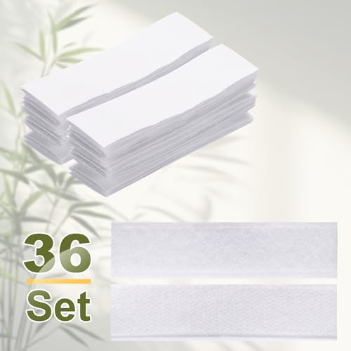 Image of HARFINGTON 36set Hook and Loop Strips with Adhesive 1.2 inchx4 inch Double Sided Hook and Loop Tape Nylon Self Sticky Fastener for Home Office Car, White