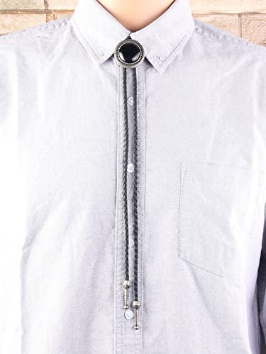 Image of GelConnie Bolo Tie for Men Women Western Cowboy Turquoise Leather Necktie | Natural Stone Bolo Tie Necklace for Women Rodeo Cowboy Leather Necktie Native American Western Cowgirl Ties Adjustable Cord