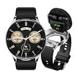 Watch Buds, Smartwatch e cuffie 2 in 1, cancellazione del rumore, display rotondo da 1,39 pollici, fitness tracker con frequenza cardiaca, monitor del sonno, per telefono iOS Android (Argento)