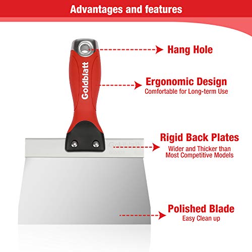 Goldblatt G25804AE Drywall Tools, Drywall Knife Set, 5-Piece Stainless Steel Taping Knives thumb #4
