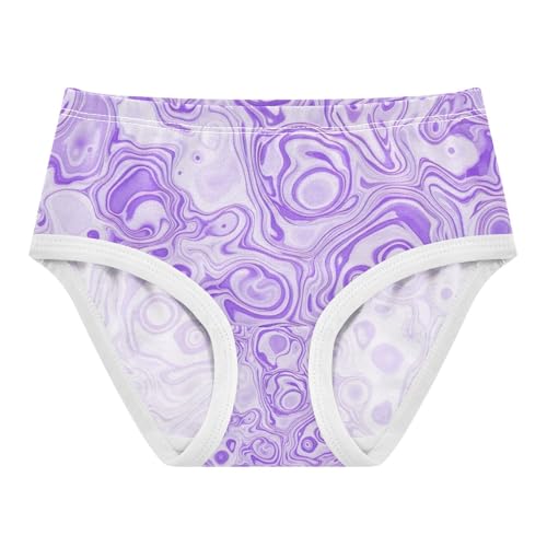 Underwear for Girls, Marble Purple Toddler Girl Briefs, Girls' Cotton Brief Underwear, 2T–8 Years