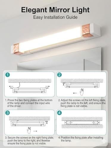 Image of 12W White PVC Body | Dressing Table |Rose Chrome Finish | Bathroom Mirror | Vanity | Picture | Cabinet | Adjustable | Wall Mounted Light. 2 Year Warranty. (White Rosegold, 12w PVC)