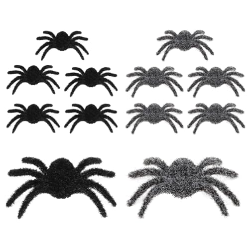 JOFONY 12PCS Hairy Small Spider,Furry Halloween Fake Spider Realistic Plastic