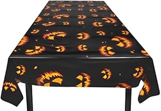 Boland 72309 Tablecloth Scary Pumpkin Size 120 x 180 cm Black / Orange Plastic Table Decoration Birthday Party Halloween