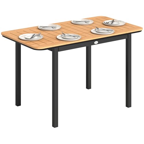 Outsunny Table de Jardin 6 Personnes en Bois Composite - Table d'Extérieur Rectangulaire 127x70cm...