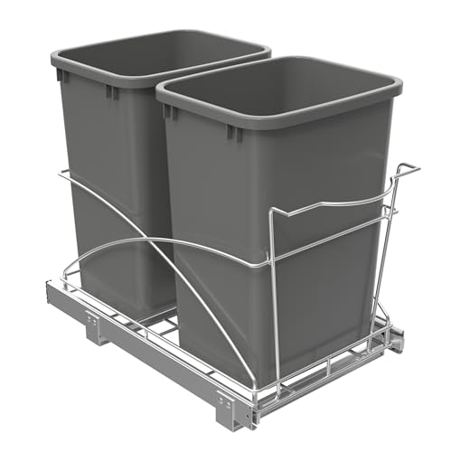 Image of Pull Out Trash Can Under Cabinet 35QT Capacity 14 inch Wx22 D, Gray
