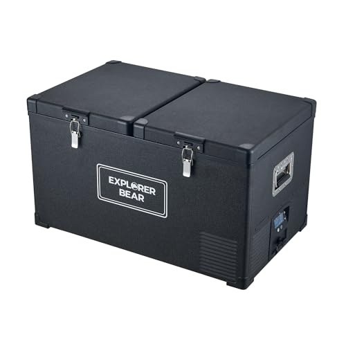 Image of Explorer Bear 12 Volt Refrigerator 12V Car Fridge 12 /24V DC 110-240V AC Portable Freezer Compressor Cooler 0℉-50℉ 3-Year Warranty for Truck Van RV SUV Boat Trailer Travel Road Trips Camping