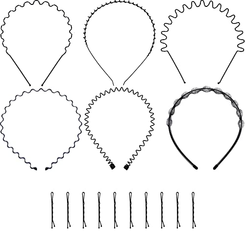 Lot de 6 serre-tête en métal avec 10 broches Bobby pour homme et femme Noir Cover