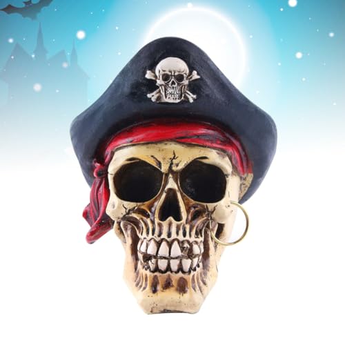 Calavera pirata de diseño creativo en resina con textura envejecida 8