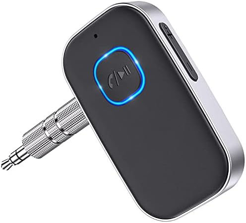 COMSOON Bluetooth 5.0 Receiver for Car, Noise Cancelling Bluetooth AUX Adapter, Bluetooth Music Receiver for Home Stereo/Wired Headphones/Hands-Free Call,16H Battery Life-Black+Silver