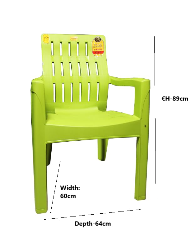 Anmol New Designed Rest High Back Volvo Chair Heavy Duty Quality Matters for us Plastic Outdoor Chair,Living Room,Dinning,Garden,Balcony,resturant Green (Pack of 1) 2