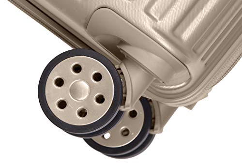 Image of ROMEING Capri 20 inch, Polycarbonate Luggage, Hard Sided, (Gold 55 cms) Small Cabin Trolley Bag | 8 Spinner Smooth Wheels | TSA Lock | Unbreakable | Men & Women