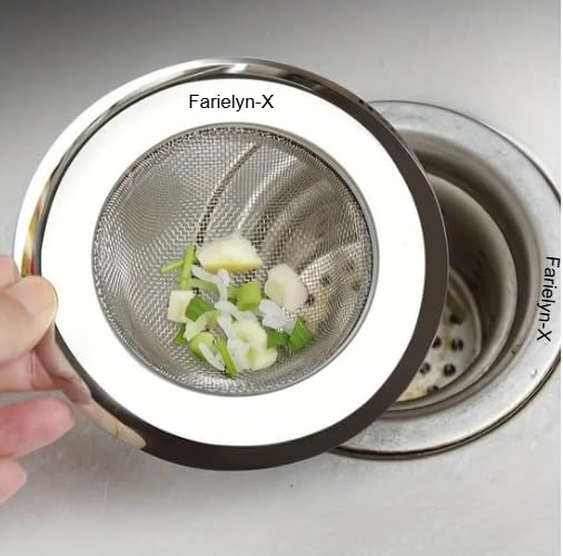 Image of Stainless Steel Sink Strainer | Kitchen Sink Drain Filter & Waste Coupling Jali | Rust Proof Heavy Duty Sink Strainer Steel with Wide Rim (11 CM)(Colour =Silver) Set of 1