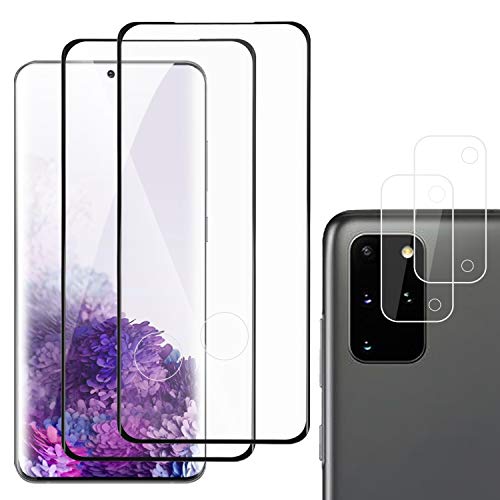 Samsung Galaxy S20 5G Screen Protector 2 Pack and Tempered Glass Camera Lens Protector 2 Pack 3D Full Coverage HD Transparent 9H Hardness Fingerprint Unlock 6.2