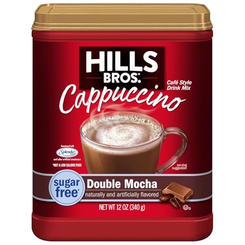 Hills Bros. Cappuccino Mix – Rich, Frothy Coffeehouse-Tasting Instant Drink Mix – Quick and Easy Preparation – Perfect for Hot & Iced Drinks & Creaming Coffee – Sugar-Free Double Mocha, 1 Pack of 12oz