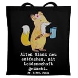 Mr. & Mrs. Panda Tote Bag Polsterin Glanz - Geschenk, Shopper, Möbel Restaurieren, Laptoptasche, Shopping Tasche, Beruf, Polsterarbeit, Polsterarbeiten, Berufe, Berufsliebe, Jutebeutel, Möbeldesign