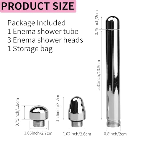 Image of Metal Shower Cleaner Enema Douche System, 3 Shower Heads,Handheld Water Shower Nozzle Anal Rinse Vaginal Cleaning Kit Cleaner Attachment for Men Women(Aluminum)