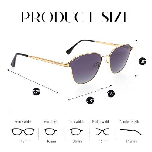 FAA'N Retro Metal Oval Round Trendy Cat Eye Sunglasses Womens Polarized Shades Glasses 5