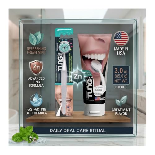 Tung Tongue Cleaning Kit with Brush & Gel for Fresh Breath, USA Made