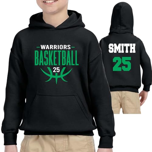 Personalized Design Basketball Team Design Youth Sized Heavy Cotton Blend Hoodie Sweatshirt Team Spirit Wear - 106.18500b.blk/grn