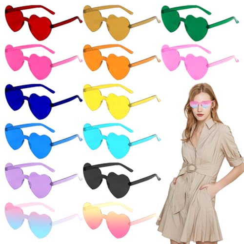14 Pares Gafas de Sol en Forma de Corazón con Montura sin Marco, Gafas de Sol Transparentes de Color Caramelo, Gafas Fiesta Gafas Hippie, Regalos para Despedida de soltera, Accesorios para Fotomatón 14 Pares Gafas de Sol en Forma de Corazón con Montura sin Marco, Gafas de Sol Transparentes de Color Caramelo, Gafas Fiesta Gafas Hippie, Regalos para Despedida de soltera, Accesorios para Fotomatón