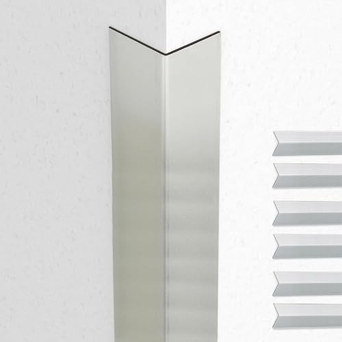 Proflex Wall Corner Protector - Brushed Aluminum 1-1/2 inch x 48 inch - Pack of 6 - Self Adhesive Corner Guards for Walls Edge Protection – Easy to Apply – No Tools Needed