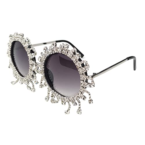 willochra round Rhinestone Sunglasses Women Fashion Diamond bling party Sun Glasses Crystal Shades