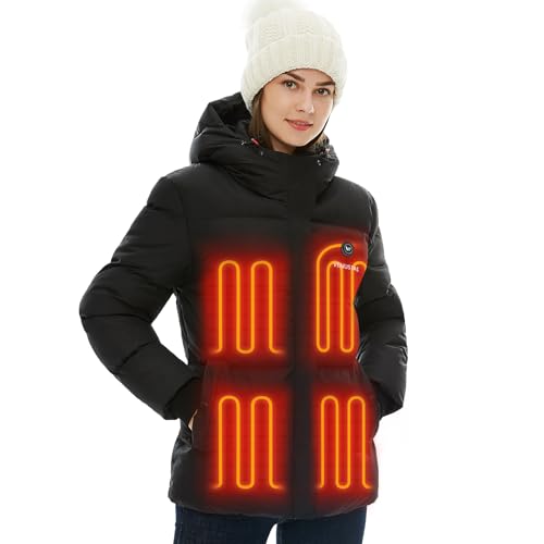 Venustas Women's Heated Down Jacket, Lightweight 90% Down Insulation Heated Jacket with Battery Pack for Skiing Outdoors
