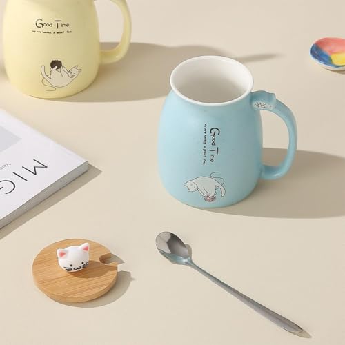 Image of Coffee Mug, Gift for Woman, Birthday Present for Girlfriend, Present for Wife Birthday, Mugs for Present, Holi Gifts, Panda Mug with Lid & Spoon (Sky Good Time)