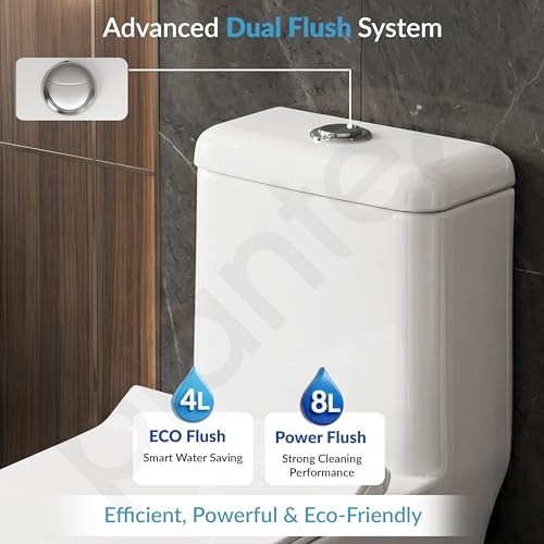 Image of Plantex Siphonic Flush System Ceramic Commode /S Trap Western Toilet with Siphonic Vacuum Flush /One Piece Western Commode With Soft Close Toilet Seat (White - Ukrain)