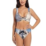 Occasions : ensemble de bikini imprimé Husky pour femme est un bon partenaire pour vos vacances, spa, fêtes de natation, vacances tropicales, été, plage et piscine, les femmes charmantes ont besoin d'un maillot de bain unique, maillot de bain sexy et tendance pour femme.