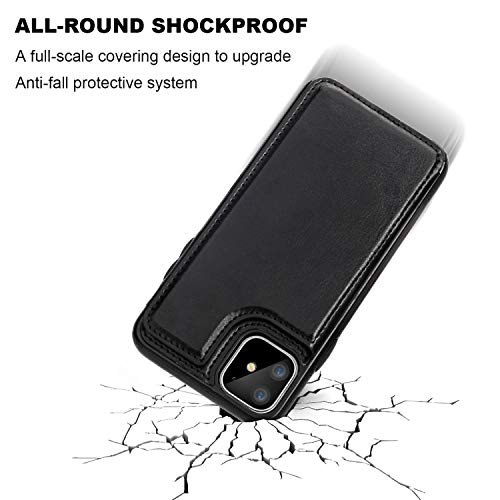 Capa carteira para iPhone 11 com suporte para cartão, OT ONETOP de couro PU com compartimentos para